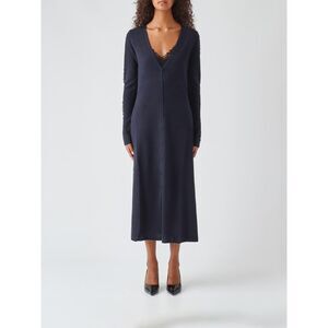 Pinko Women Pinko Wool Knit Midi Slip Dress With Lace Inserts